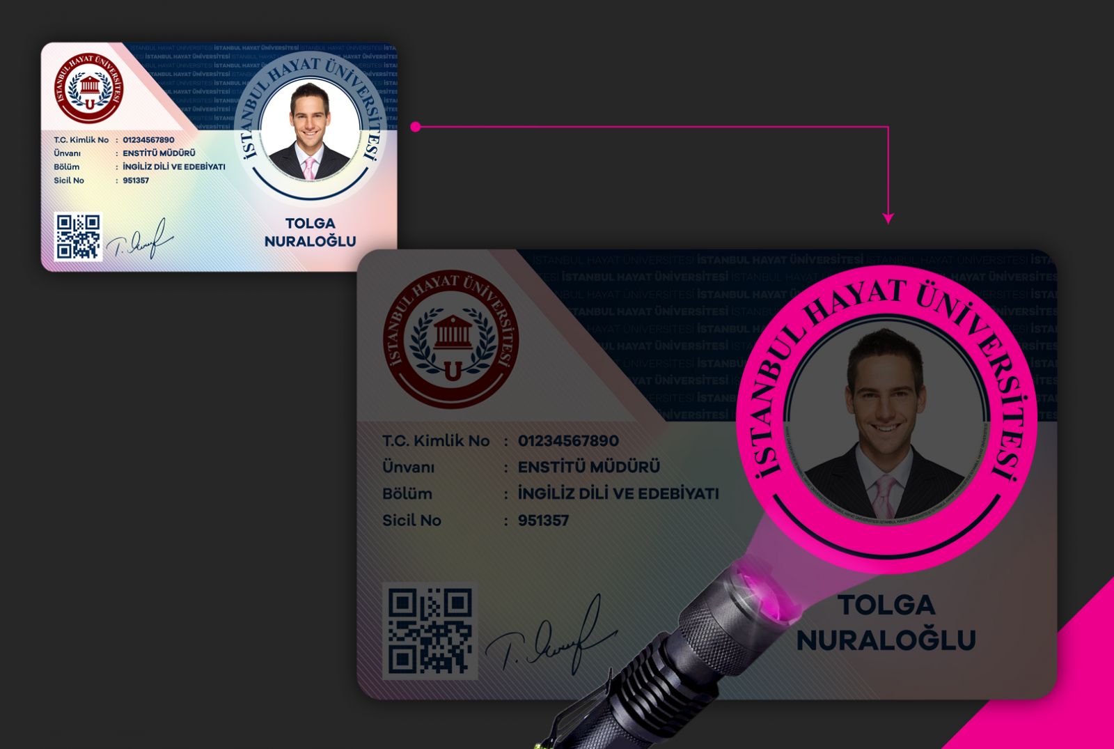 UV gizli boya kart baskı örneği